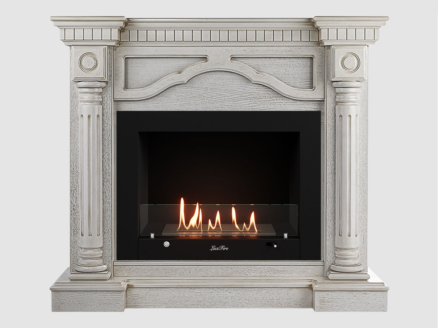 Каминный портал МДФ "Монако 1210" с биокамином Lux Fire "Фаер Бокс 3-30" (белый) по цене 101 600 руб.