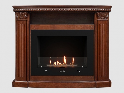 Каминный портал МДФ "Людовик 1300" с биокамином Lux Fire "Фаер Бокс 4 - 30" (темный орех)